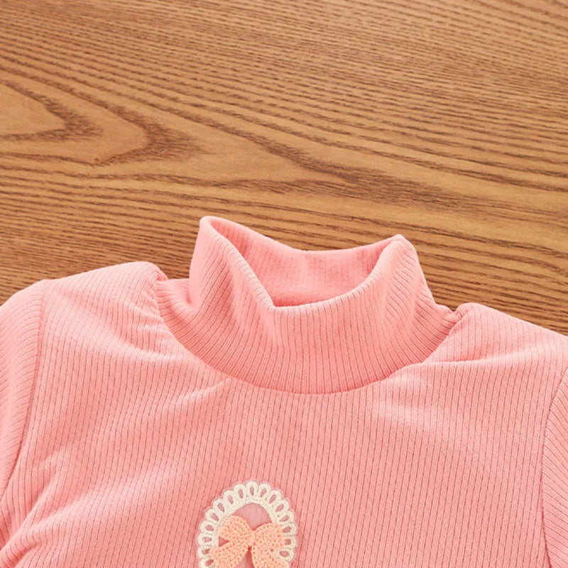 Kid's Winter Blouse 1-5Y Girls Padded Cotton Long Sleeve T-shirt Children's Thickening Warm Bottoming Shirt