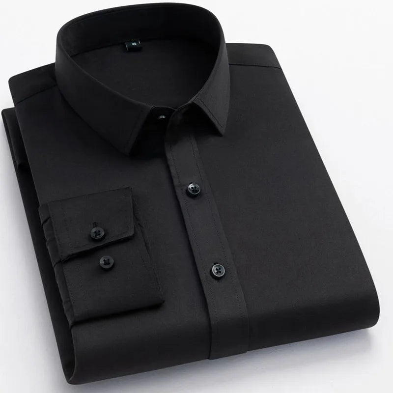 Non-iron Solid Office Shirts for Men Latest Anti-wrinkle Comfort Soft Business Without Pocket Smart Causal Purple Slim Fit Blous