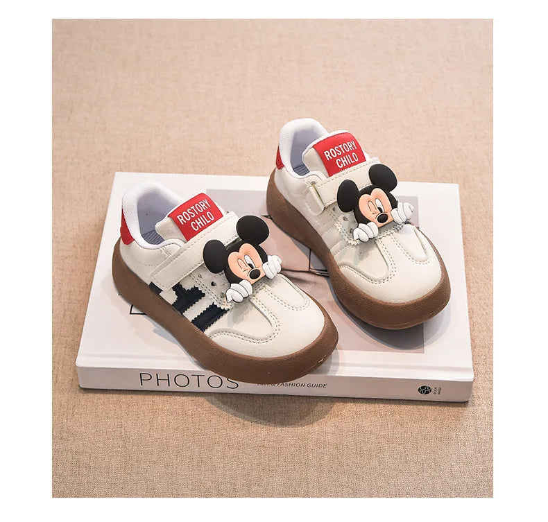 Cartoon Children's Casual Shoes Cute Minnie Girls Sneakers Fashion Mickey Boys Sport Shoes Anti-Slip Soft Sole Kids Board Shoes