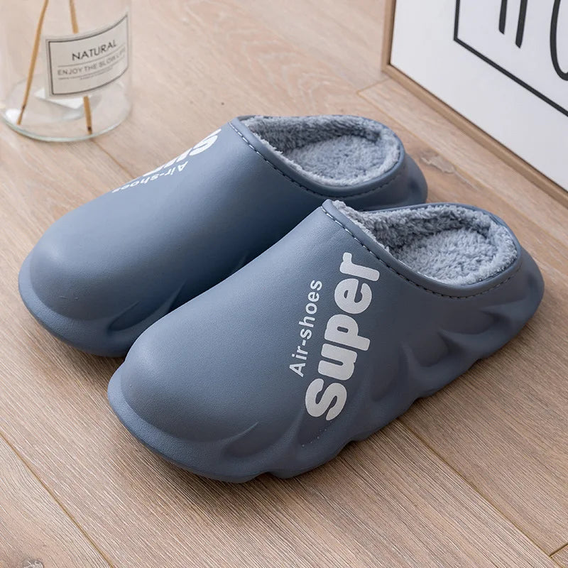 Unisex Winter Plush Sport Slippers Outdoor Waterproof Home Warm Fuzzy Slippers Suitable As Garden Shoes For Men & Women