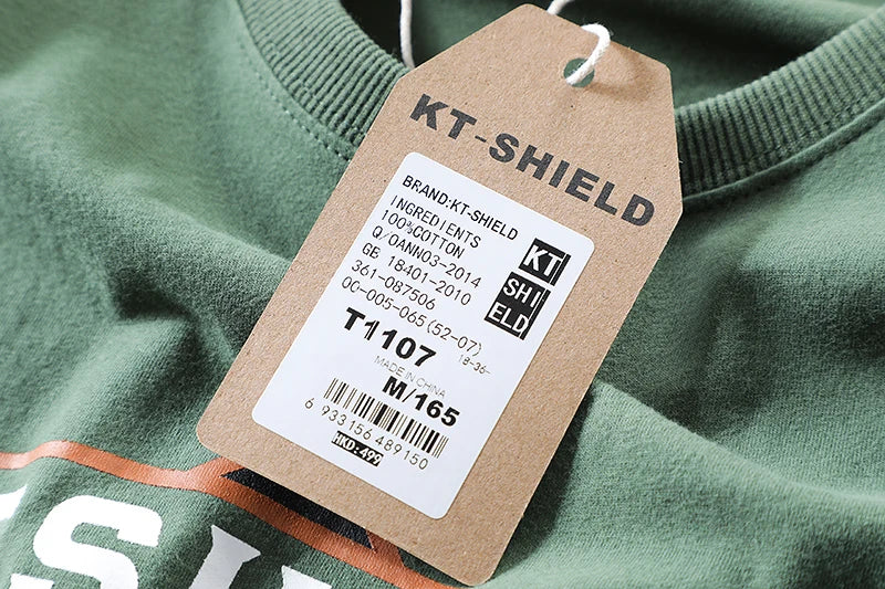 2025 Zomer Nieuw Amerikaans Retro 250g Korte Mouw O-hals Bedrukt T-shirt Herenmode 100% Katoen Gewassen Casual Losse Tops