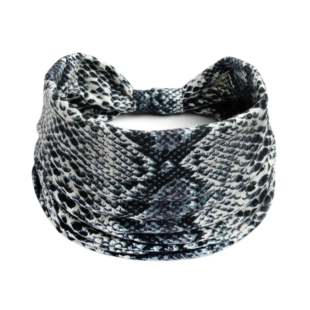Bohol Headbands Women Wide Knotted Hairbands Elastic Turban Head Bands Non-Slip Floral Yoga Sports Sweatbands Workout Head Wraps