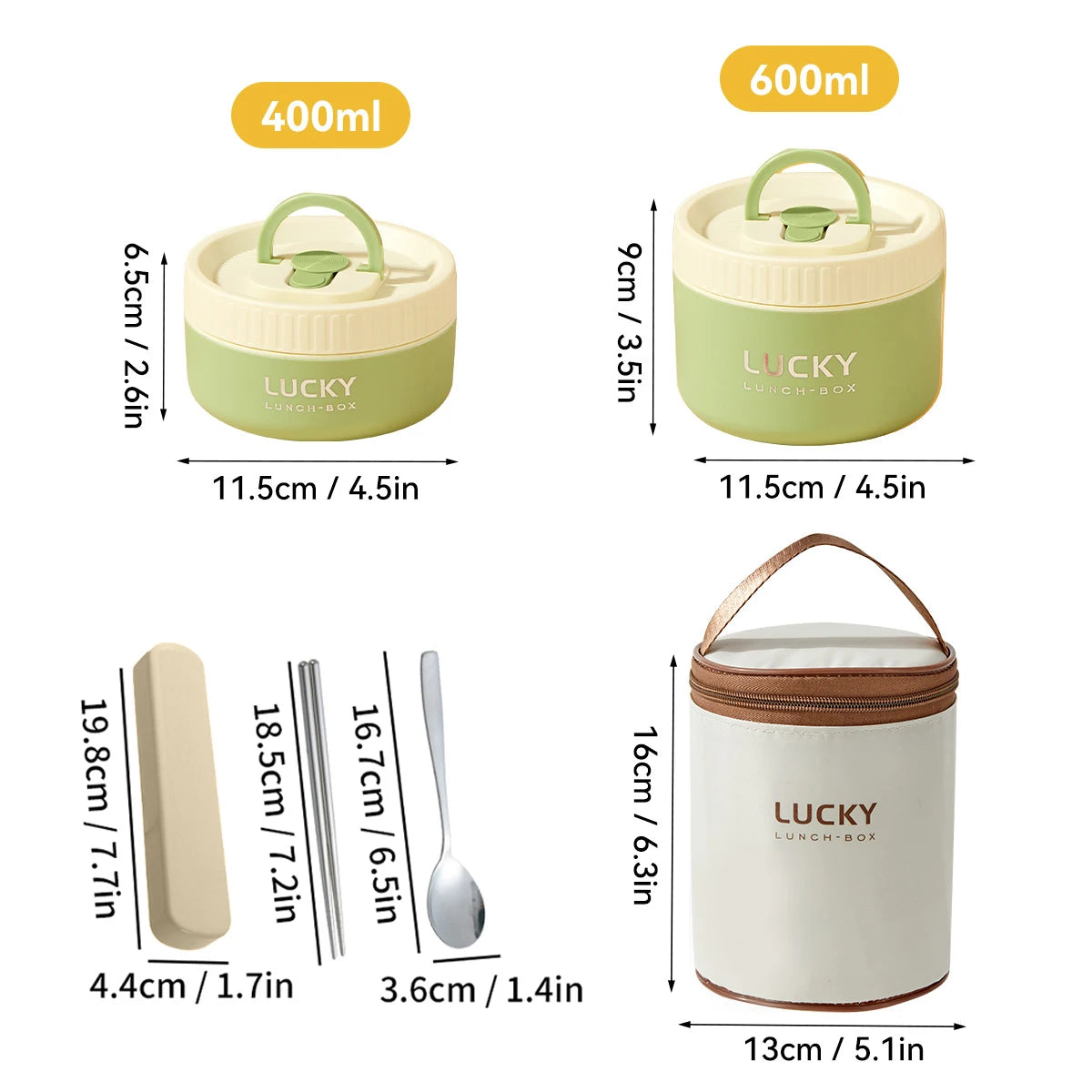 WORTHBUY Bento Lunch Box Set, Portable Keep Warm Lunch Container With Insulated Bag, 18/8 Stainless Steel Thermal Food Container