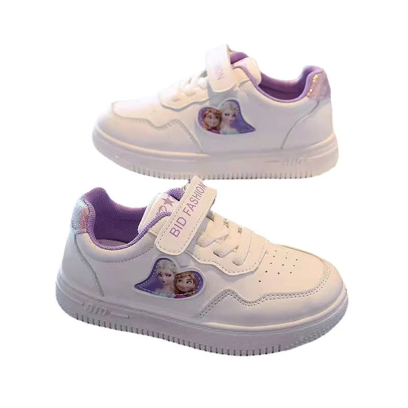 Unisex Children's Casual Shoes White Frozen Princess Elsa Anna Flats Light Running Soft Soles Fashion Brand Shoes