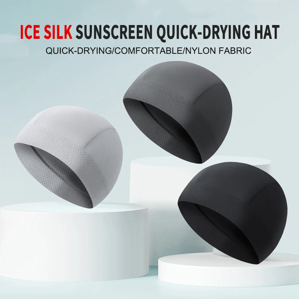 Outdoor Sports Cycling Hat Quick Drying Small Cap Motorcycle Ice Silk Breathable Hat Bike Helmet Liner Hat Running Skiing Headwe