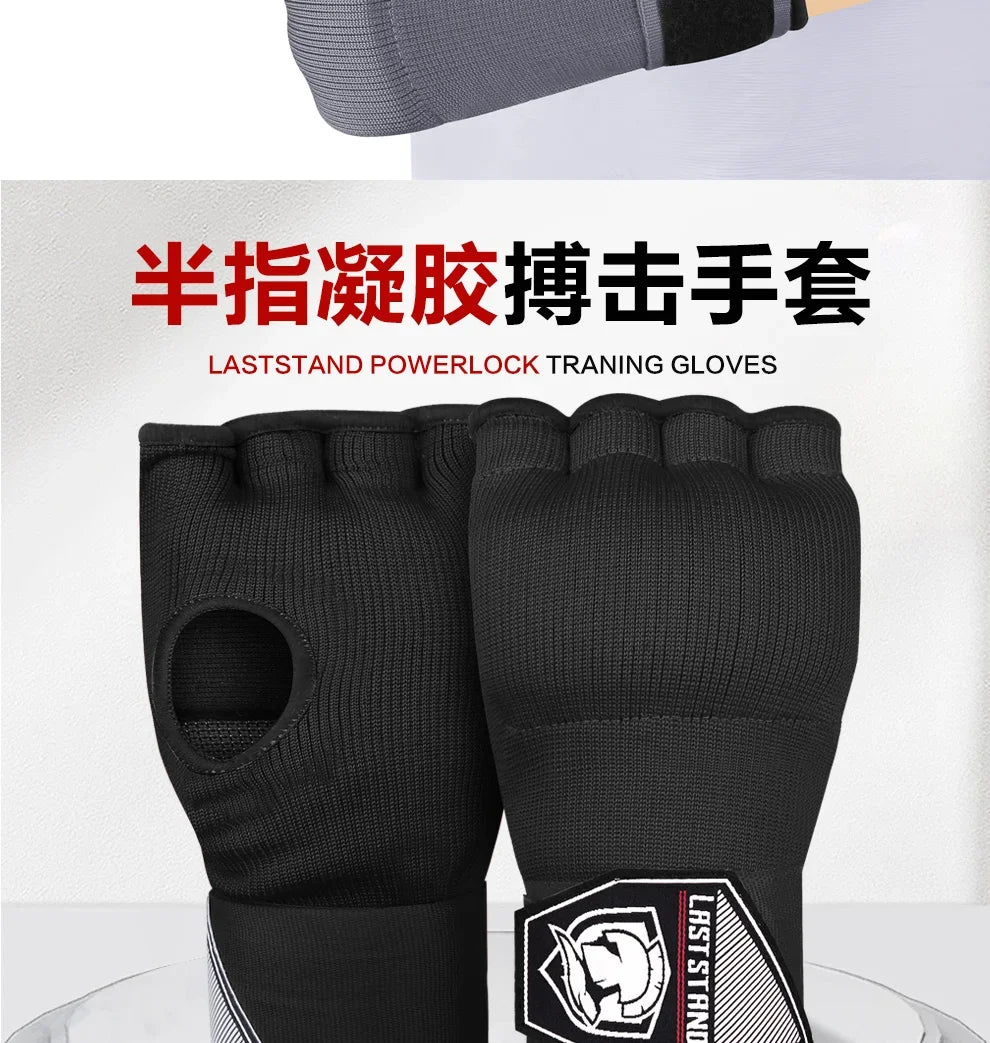 Gel Boxing Hand Wrap Gloves – Adjustable Half Finger MMA & Boxing Wrist Support Gloves with Long Strap Protective Training Gear
