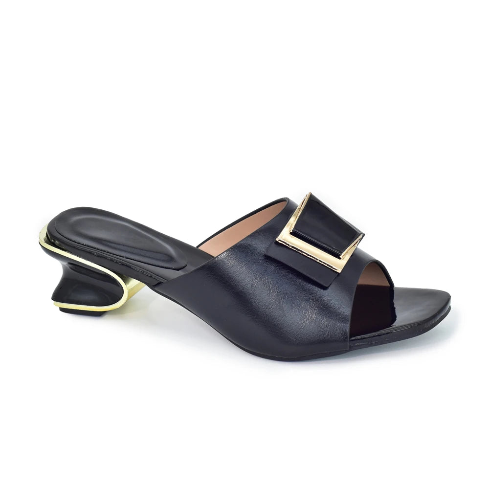 Leather Sandals Women Shoe Low Heel Sandals Fashion Casual Shoes Hot Selling Italian Style Slingbacks African Woman Slippers