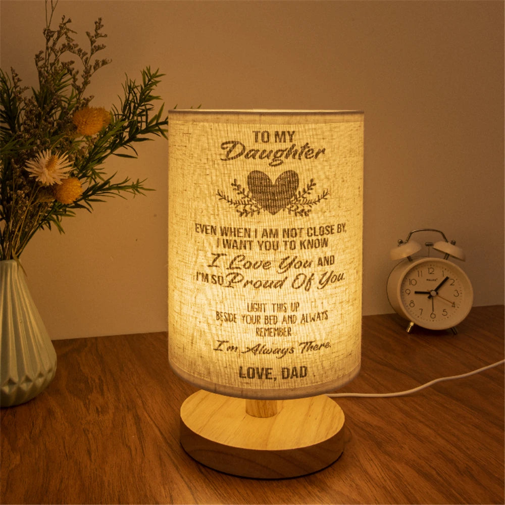 LED European Cloth Cover Table Lamp Solid Wood Base USB Plug Simple Nordic Bedroom Desktop Eye Protection Bedside Table Lamp