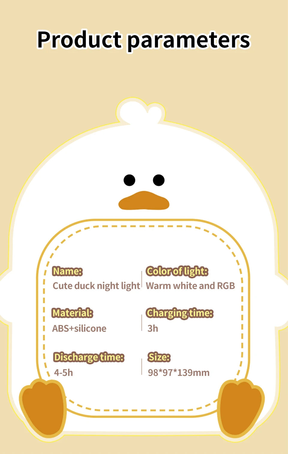 Rechargeable LED Night Light Cartoon Cute Duck Patting Silicone Lamp Bedroom Decor Sleeping Mood Light Children Gift Nightlight