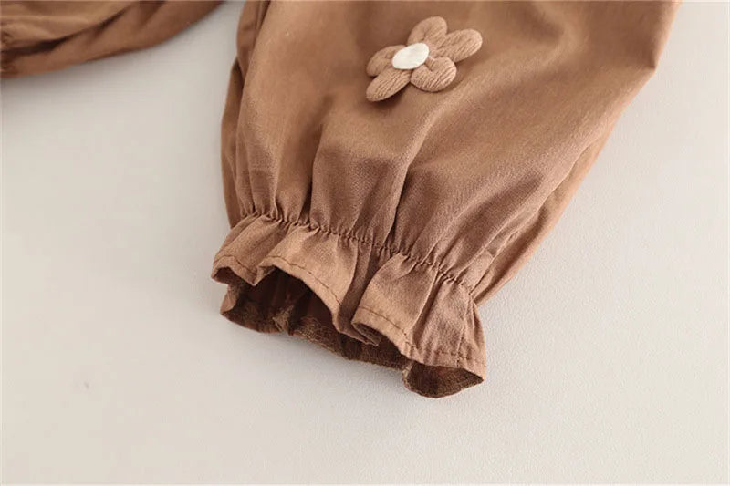 New Summer Kids Clothes 2PCS Set Cute Doll Collar Girls Shirt + Flower Pants Children Thin Style Outwear 12M-5T Girls