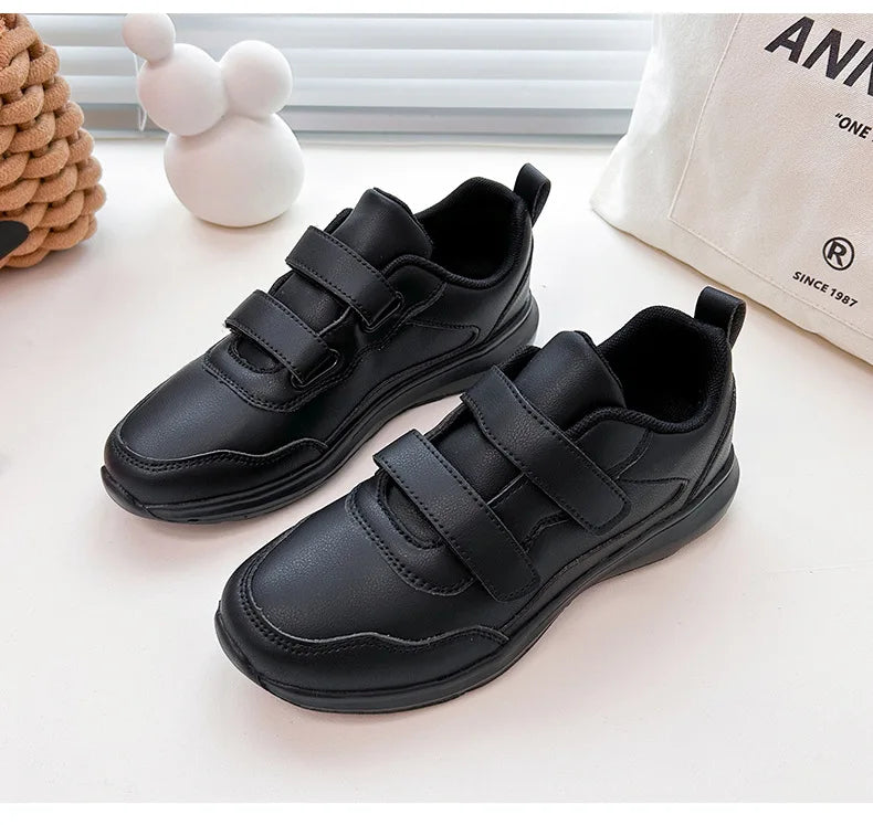 Student Sneakers Unisex White Shoes Magic Buckles Lightweight Couple Shoes for Sports School Dance Running