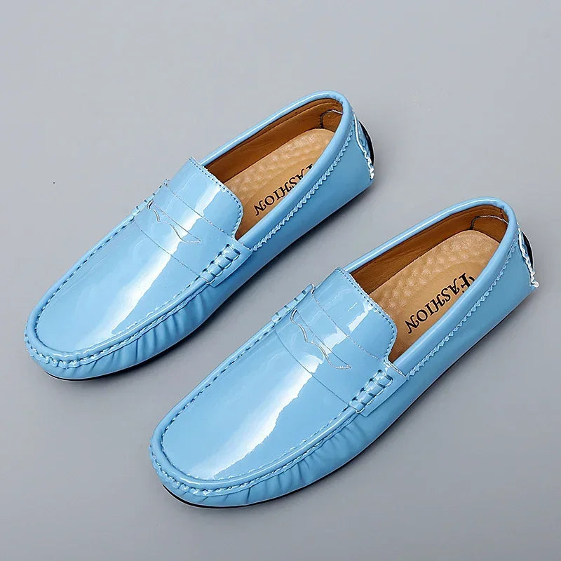Fashion Style Men Blue Casual Loafers England Italy Stylish Trendy Male Formal Dress Shoes Large Size 35-48 Mens Moccasin Shoes