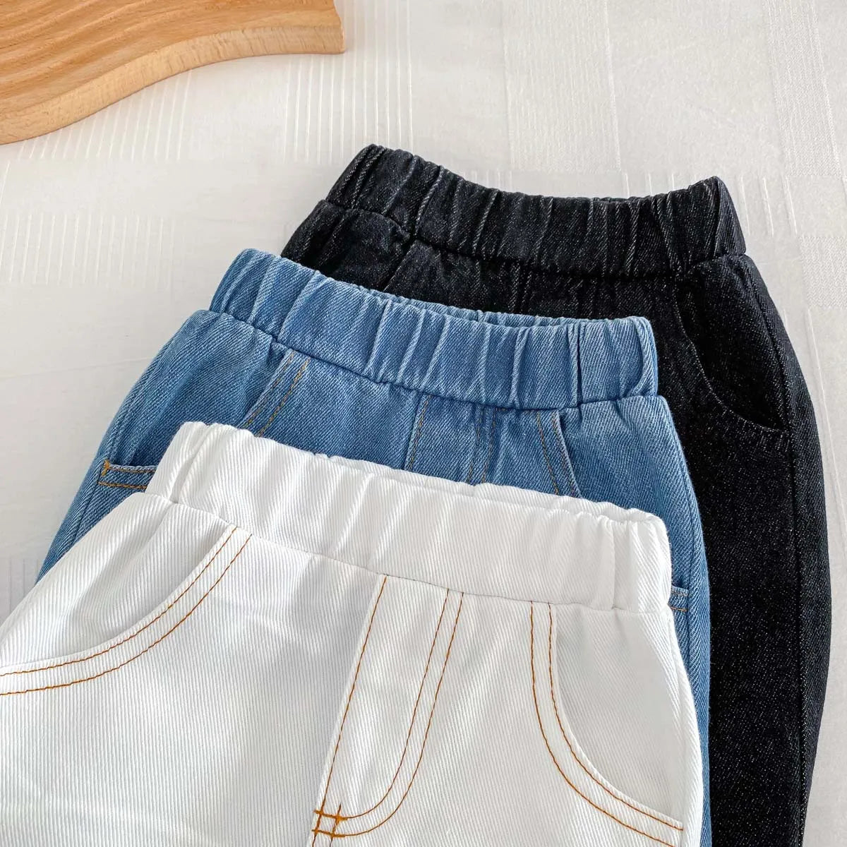 Kid's Trousers Base Colour Children Soft Denim Pants Boys Jeans Girls Solid Skinny Pants 1-6Y Unisex