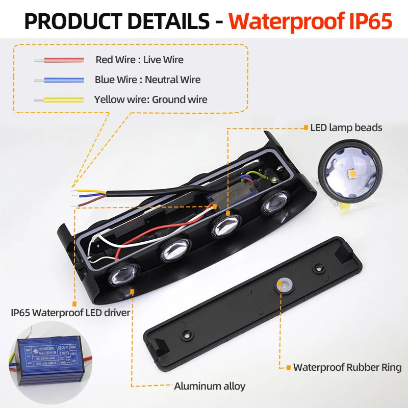 Aluminum Interior Wall Light Waterproof IP65 LED Wall Lamp Outdoor Garden Lights Bedroom Living Room Loft Decor Stairs Lighting