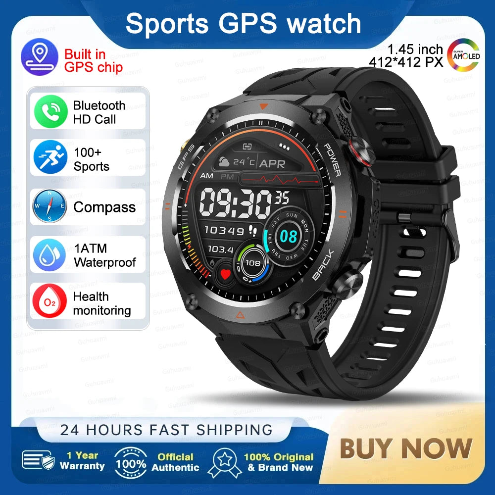 GPS Smart Watch Men Women Call Outdoor Sports Fitness Tracking Waterproof Watch Compass Heartrate Health Monitor Smartwatches