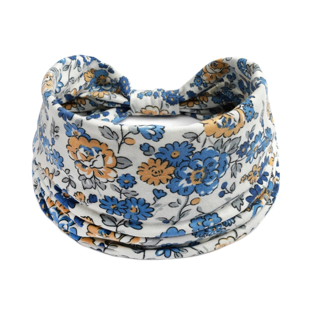 Bohol Headbands Women Wide Knotted Hairbands Elastic Turban Head Bands Non-Slip Floral Yoga Sports Sweatbands Workout Head Wraps