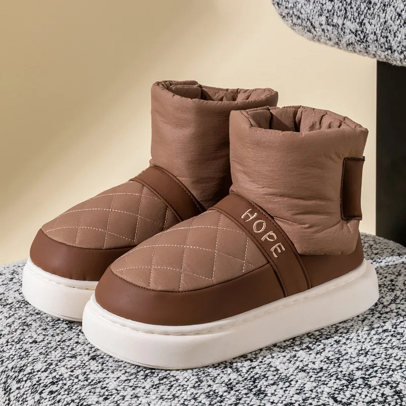 Unisex Snow Boots Ankle Boots PU Leather Winter Shoes Warm Anti-Slip Thick Bottom Shoes For Boys & Girls Size 36-41