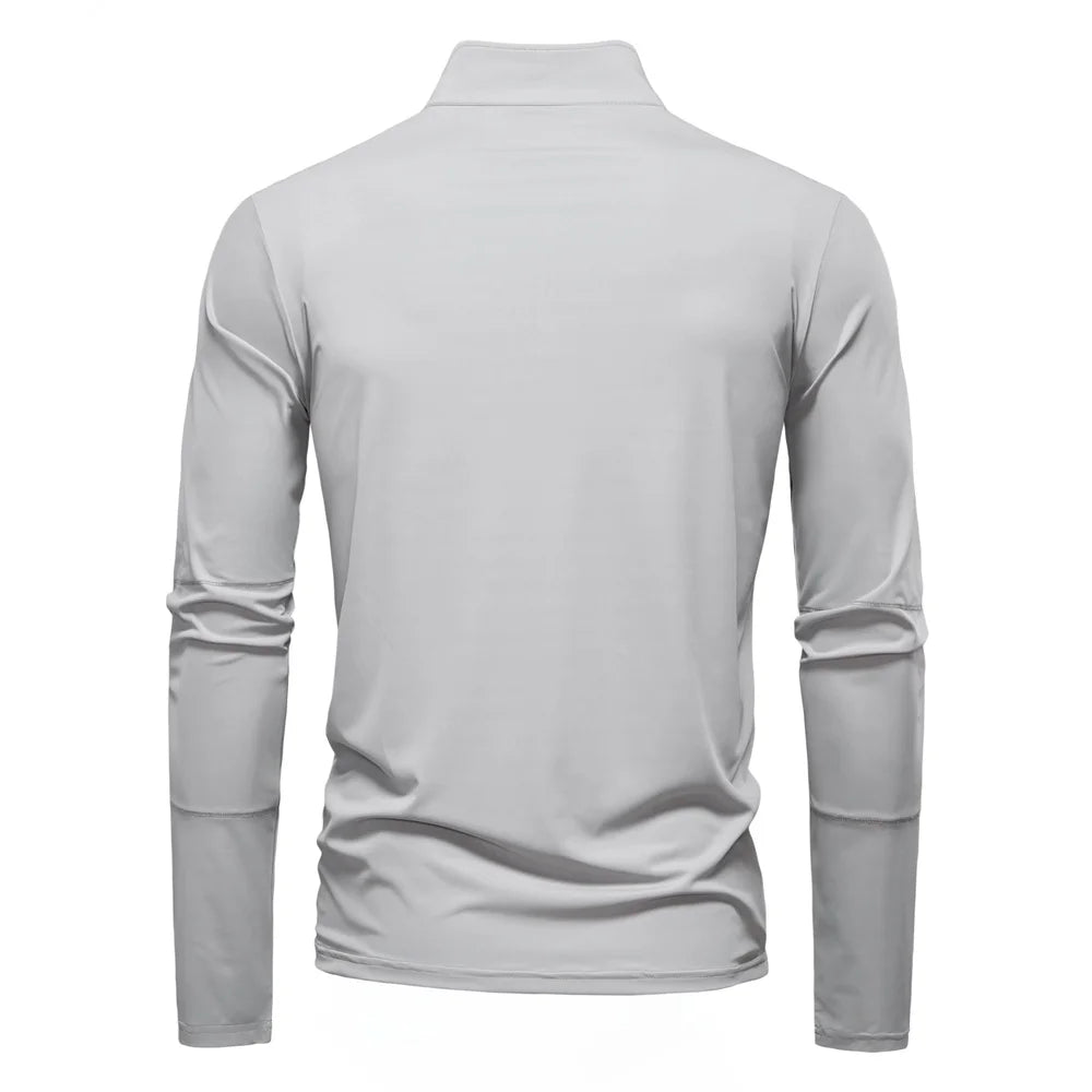 Men's UPF100+ Sun Protection Long Sleeve Shirt Solid Colour Zipper Outdoor Shirts Stand Collar Quick Dry T-Shirts
