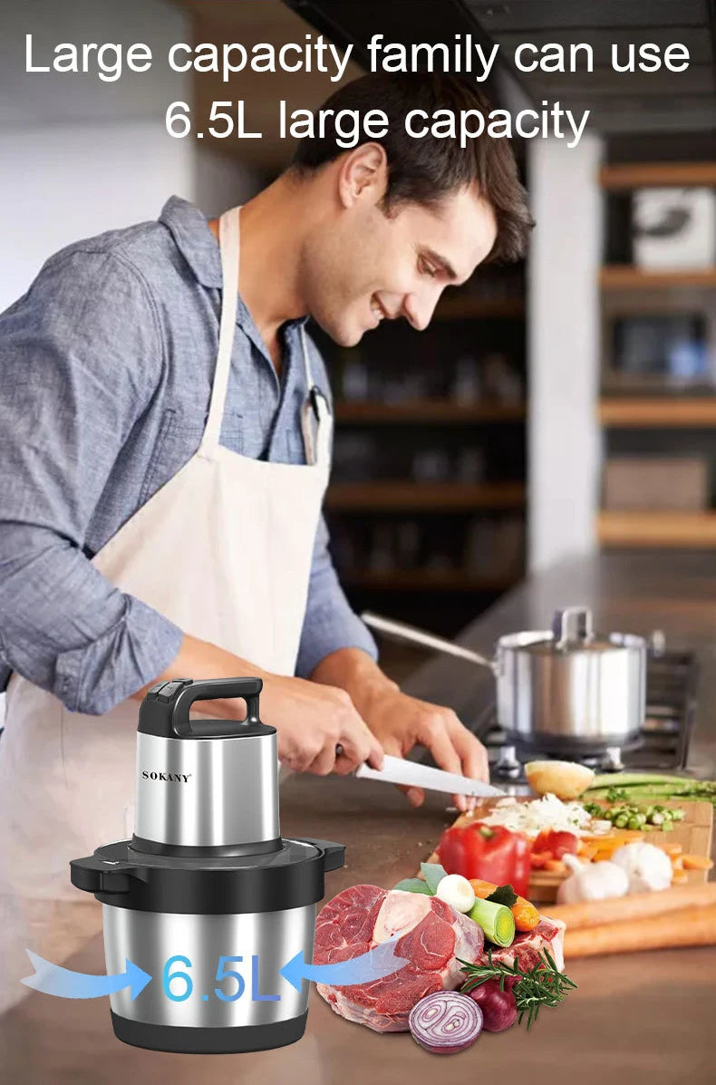 Meat Grinder Kitchen Chopper 3 Gear Electric Meat Grinders Stainless Steel Vegetable Food Processor Blender Mixer Garlic Crusher