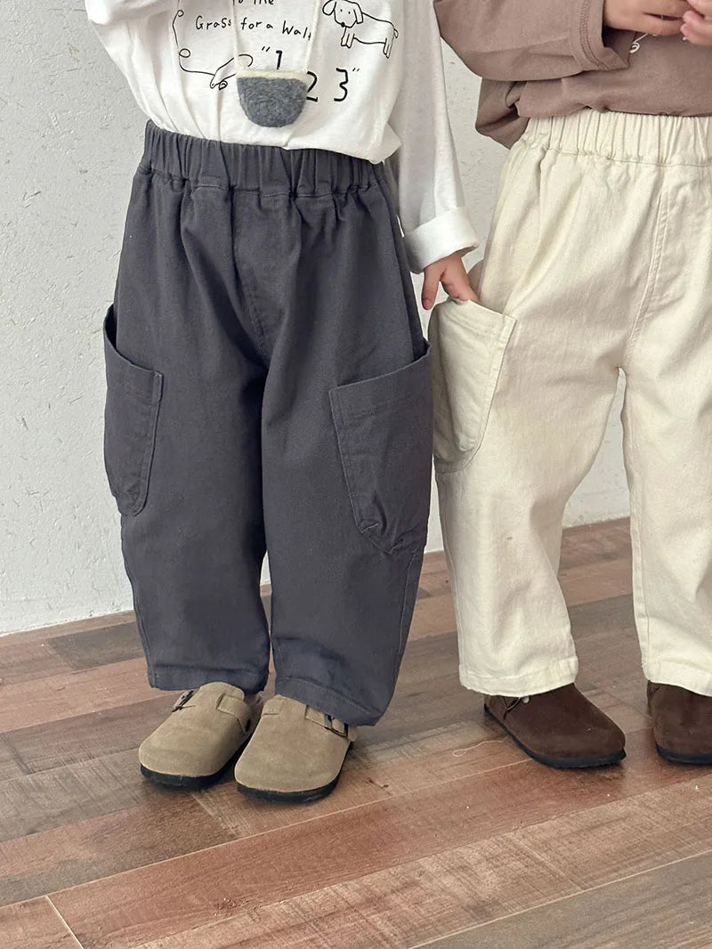 Spring Baby Children's Pants Loose Solid Colour Boys Pants Casual Girls Trousers Kid's Outdoor Pants 1-8Y Unisex