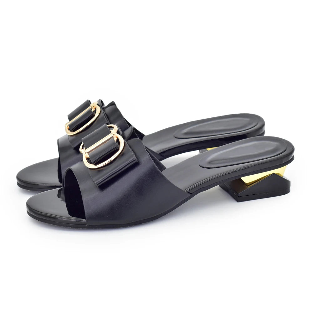 Elegant Italian Women High Quality African Wedding Shoes Lady Summer Autumn Daily Shoes 4cm Rhinestone Ladies Wedding Shoe