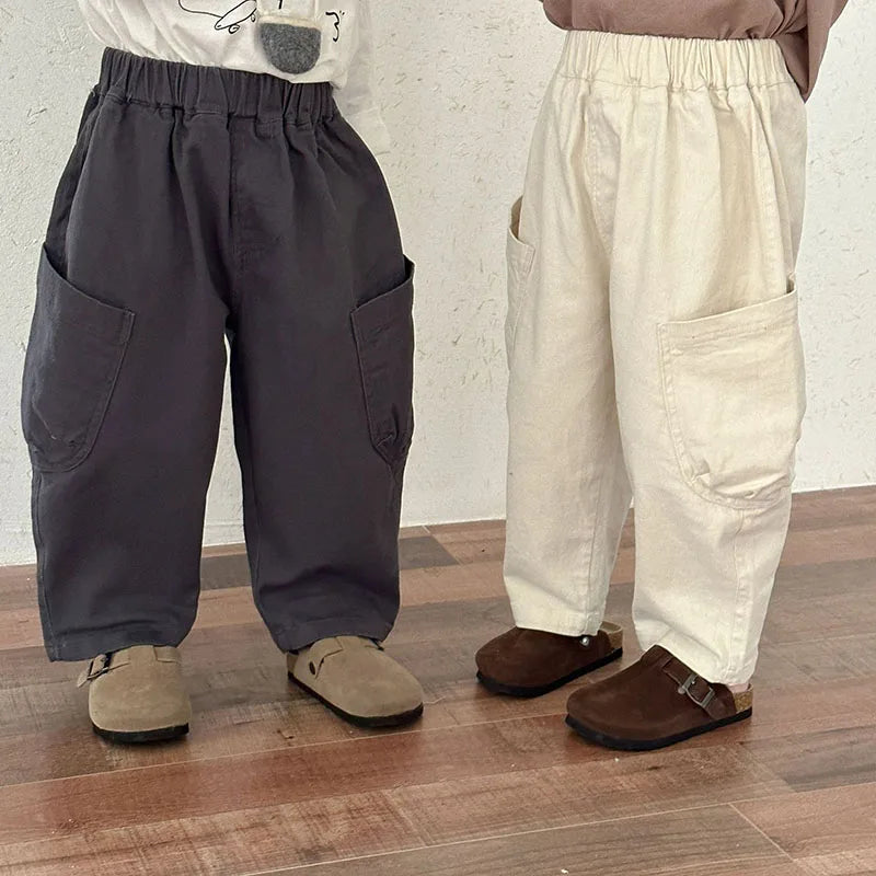 Spring Baby Children's Pants Loose Solid Colour Boys Pants Casual Girls Trousers Kid's Outdoor Pants 1-8Y Unisex