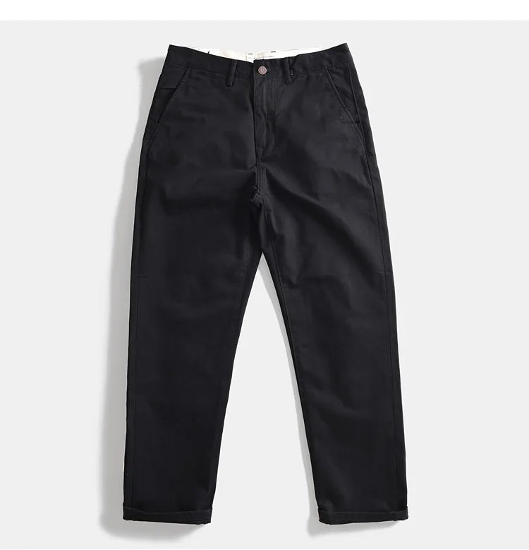 2025 Lente en herfst Nieuwe Amerikaanse retro geweven twill chino cargobroek Heren eenvoudige 100% katoenen gewassen casual rechte broek