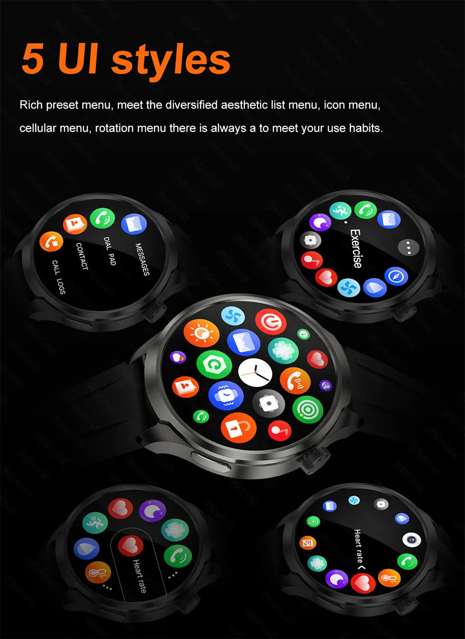 GPS Sports Smartwatch Men AMOLED Screen Compass Altimeter Heart rate BP NFC Bluetooth Call Smart Watch For Men - Compatible With HUAWEI IOS