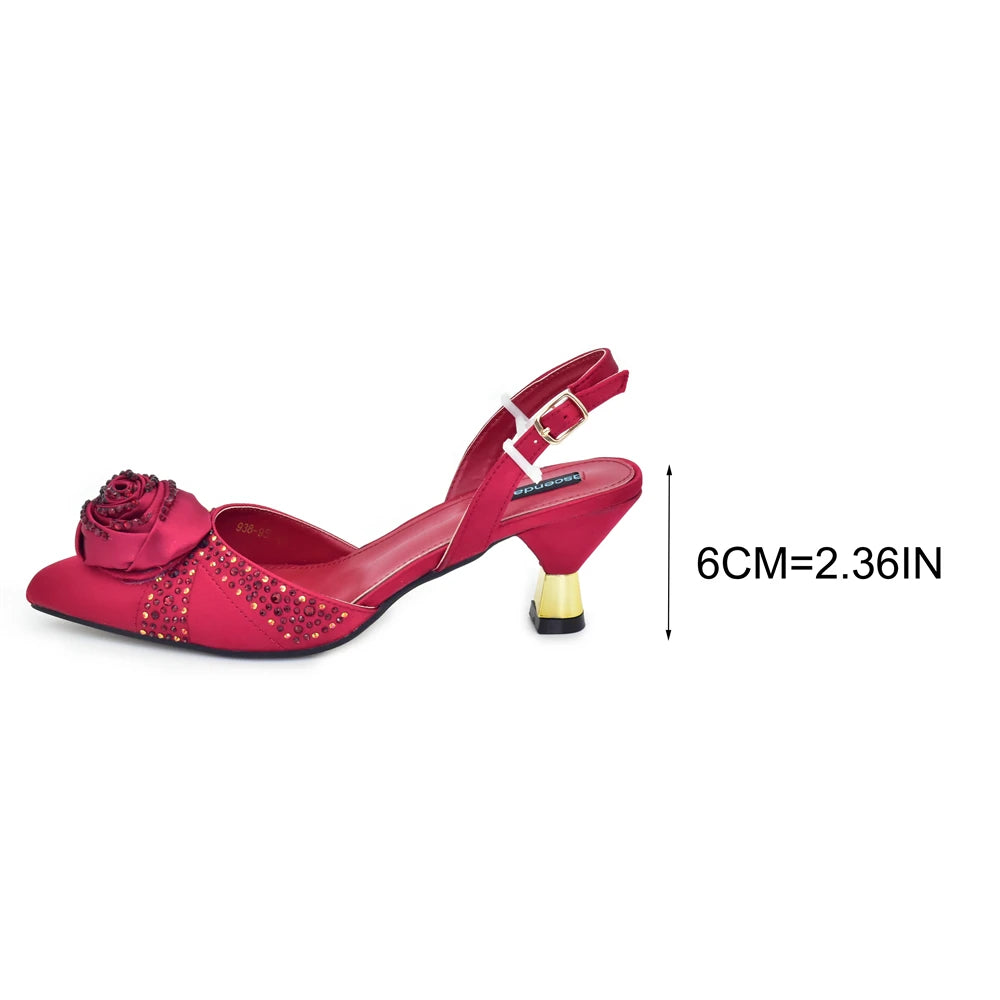 2025 Italian Design African Women's High Heels Pointed Toe Sandals Party Wedding Party Shoes and Bags Set for Wedding