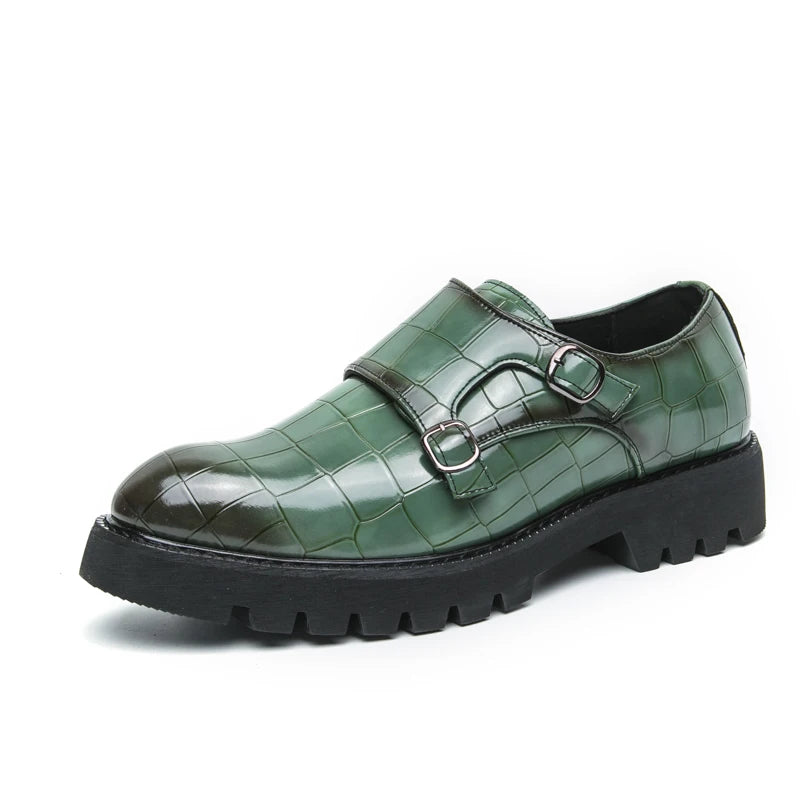 2024 Nieuwe luxe heren formele kledingschoenen Groene heren formele volwassen zakelijke pak loafers Coole heren bruiloft feest schoenen