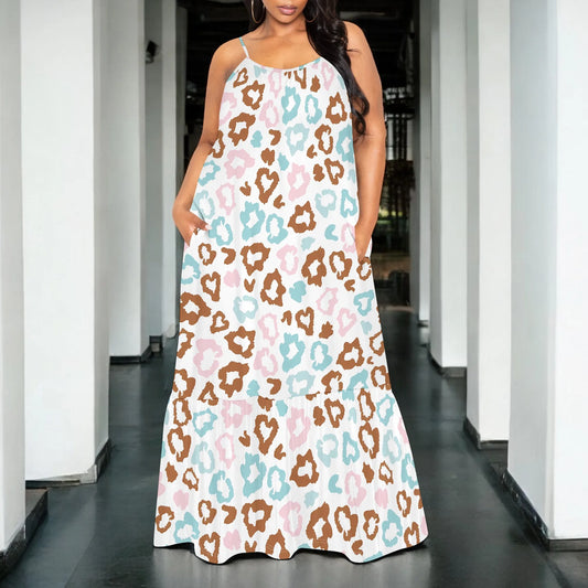 Leopard Print Off-Shoulder Maxi Dress for Women