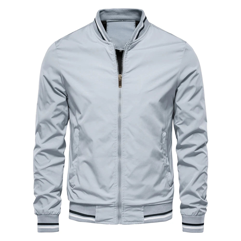 Solid Colour Bomber Jacket Men's Casual Slim Fit Baseball Jackets Autumn Fashion High Quality Jackets for Men