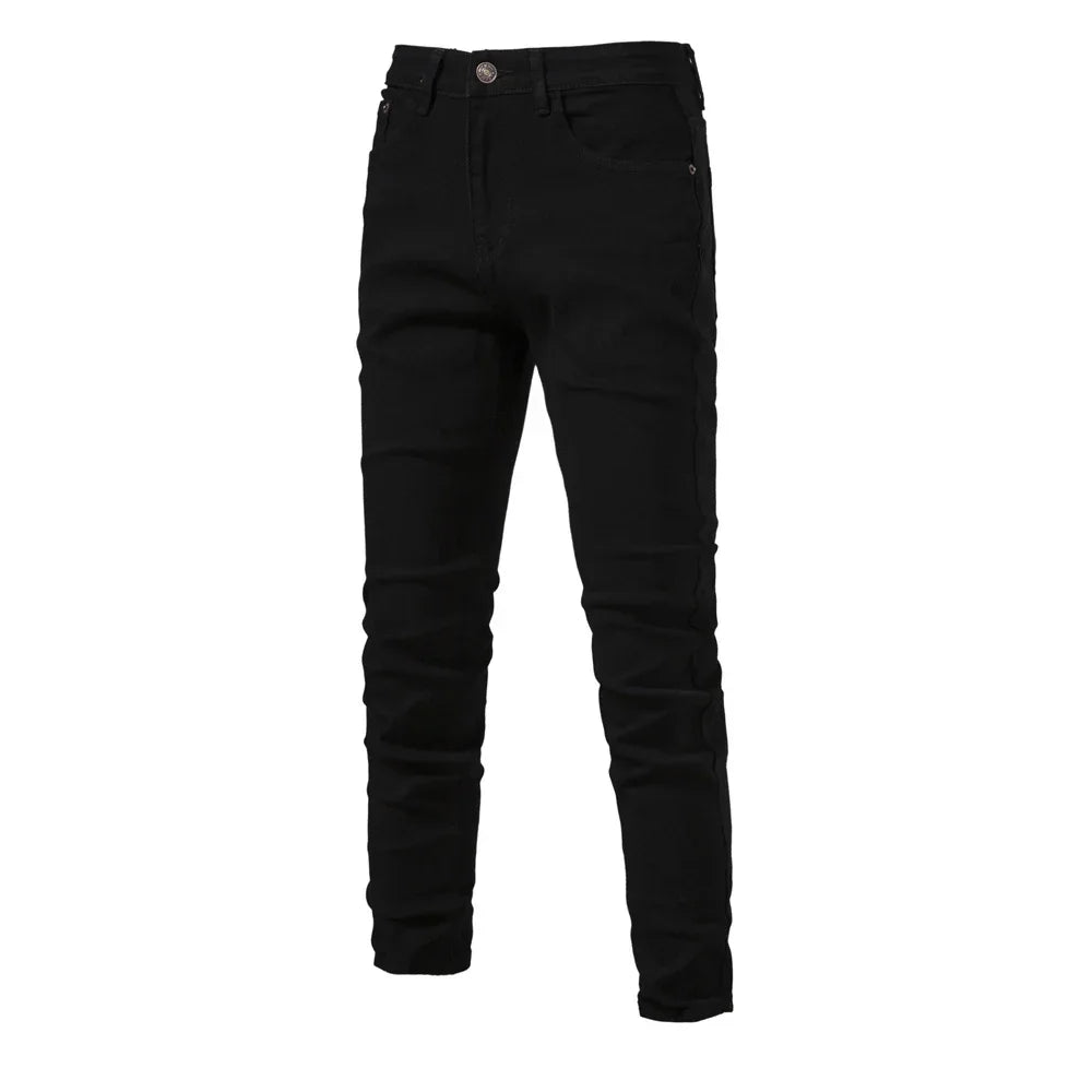 Men's Autumn Denim Jeans Pants Slim Fit Straight Quality Cotton Jeans Business Casual Denim Pants For Men