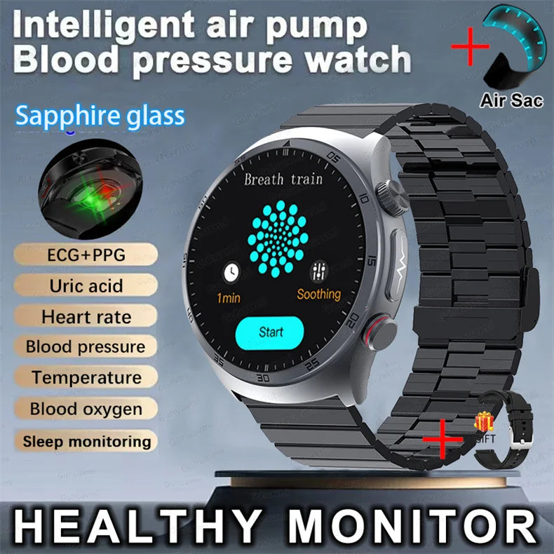 Sapphire Glass NFC AMOLED Blood Pressure Smart Watches ECG Blood Oxygen Blood Pressure Air Pump Sport Health Tracking Smartwatch