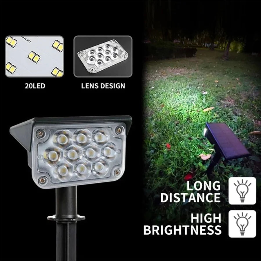 New 2 In 1 Solar Garden Light Adjustable Outdoor Wall Lamps Waterproof Super Bright Spotlights RGB Solar Landscape Lawn Lamps