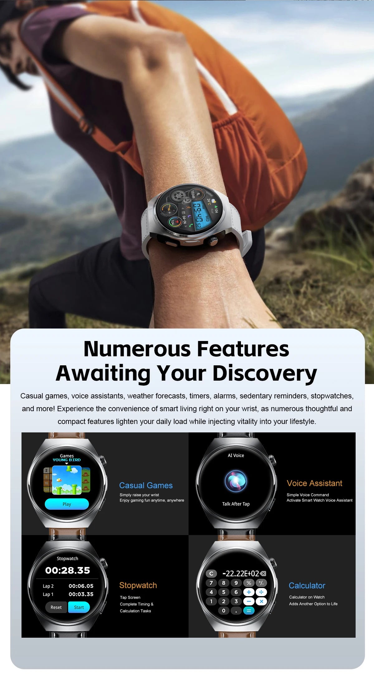 New Smart Watch Headset Two In One Wireless Bluetooth Dual Earbuds Call Health Monitor Sport Tracker Smartwatch - Compatible with HUAWEI IOS