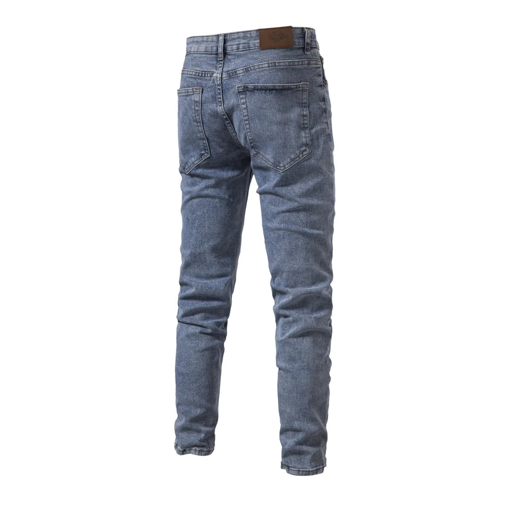 Men's Autumn Denim Jeans Pants Slim Fit Straight Quality Cotton Jeans Business Casual Denim Pants For Men