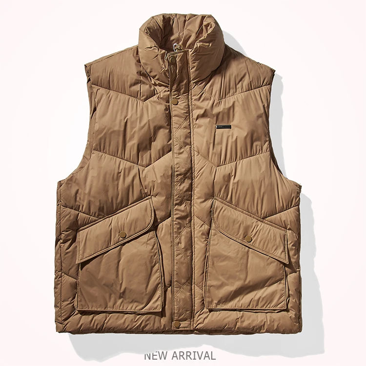 Herfst en winter Nieuw Japans retro katoenen gewatteerd cargovest Herenmode Verdikt casual multi-pocket broodjasje