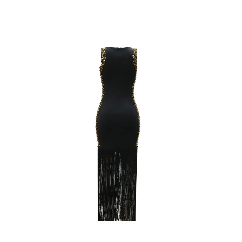 Sexy Rhinestone Beads Tassels Party Dress