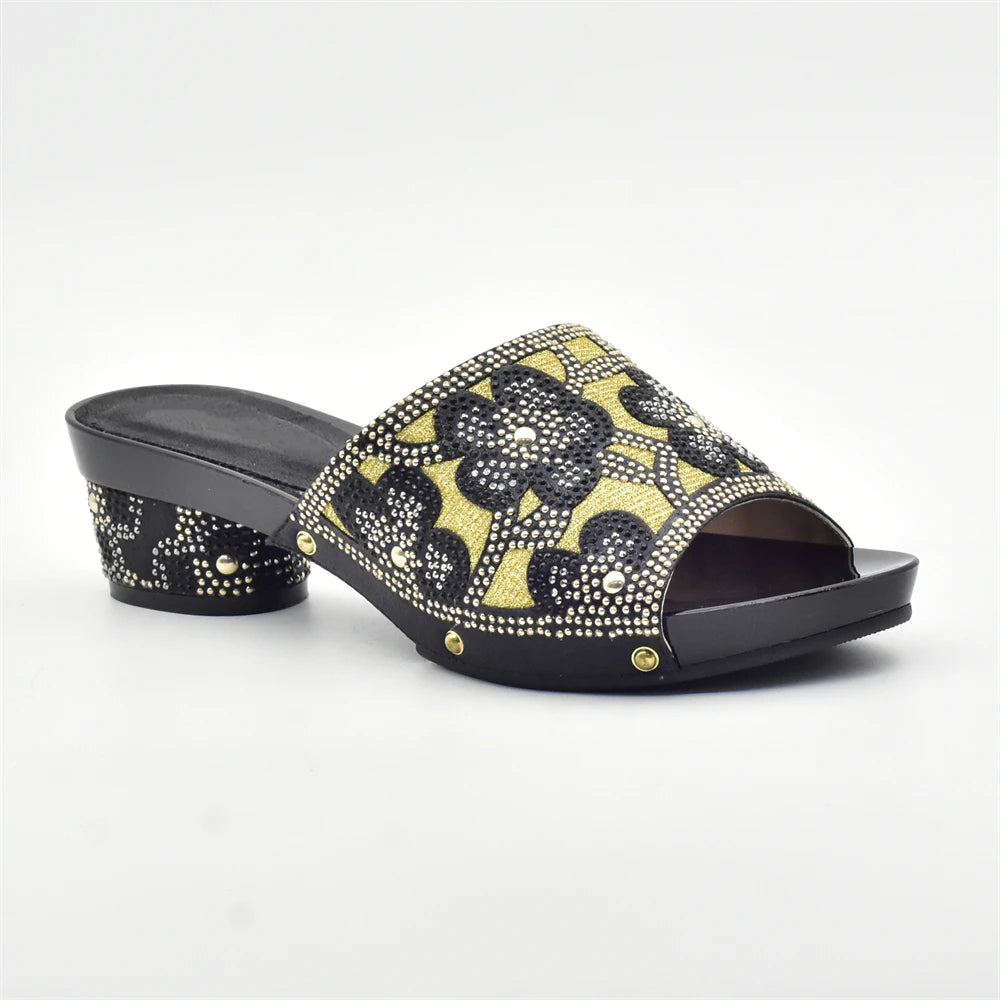 New Red Rhinestone Women Wedding Shoes High Quality African Paty Shoes Open Toe Sexy Ladies Shoes Italian Women Wedding Pumps1