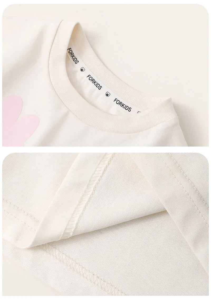 New Spring Girls Boys Cute T-shirt Kids Cartoon Letter Star Flower Undershirts Children Thin Style Bottoming Shirt 7T Unisex