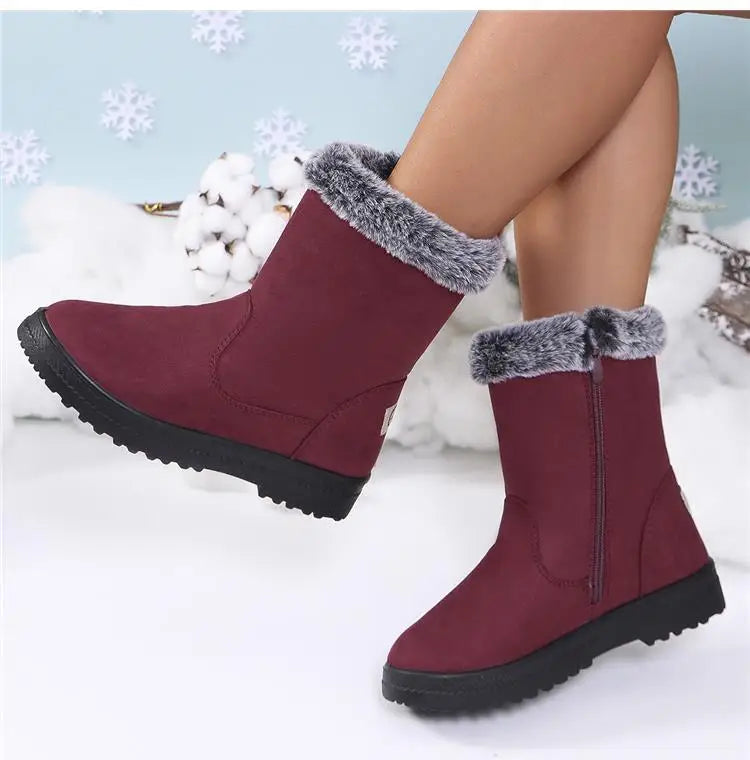 Winterlaarzen voor dames 2025 Trendschoenen Dames Platform Damesschoenen Platte Halfhoge Laarzen Platform Winterlaarzen voor dames Botas Mujer