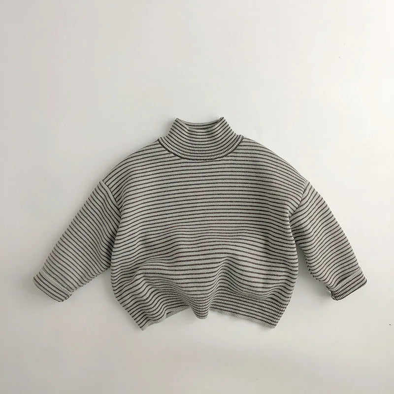 Kids Sweaters Fur Lining Boys Sweaters Half Turtleneck Girls Knit Pullover For Children 0-6Y Unisex