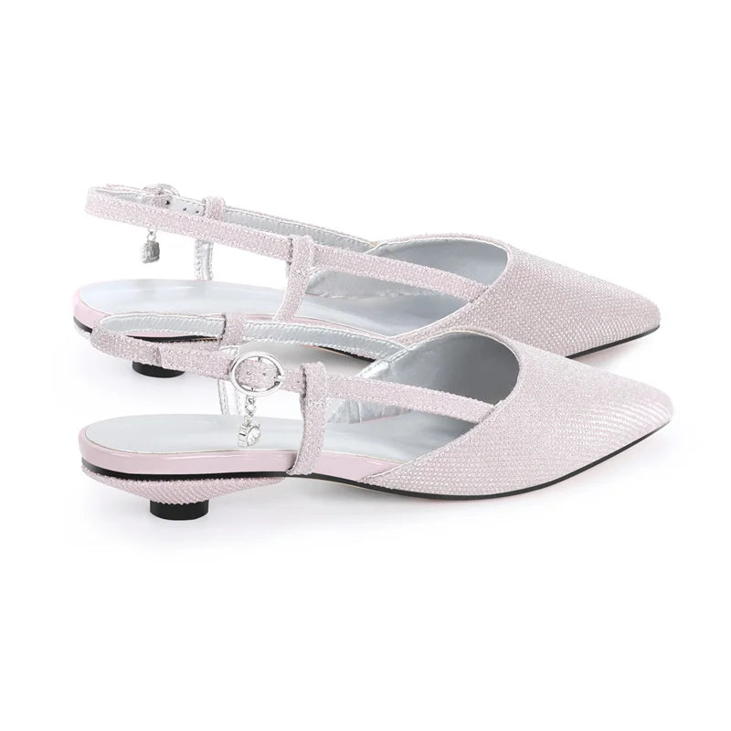 Women Pointed Toe Black Matte  Round Heel Slingback Flats Strap Retro Elegant Plus Size Daily Shoes