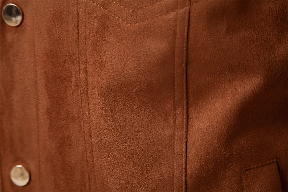 2023 Nieuwe herfst-winter suède leren jas herenmode luxe casual omslagkraag herenjas