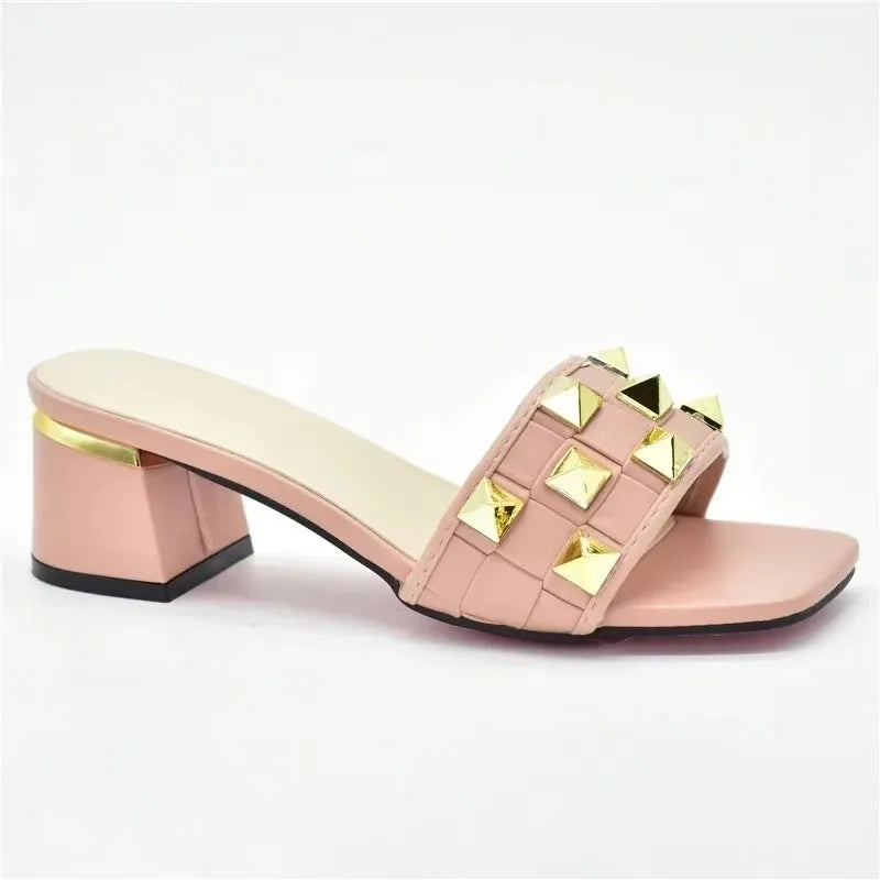 Italian Party Shoes Decorated with Big Rhinestone Women's Shoes Sexy Ladies' Open Toe Designed Pumps