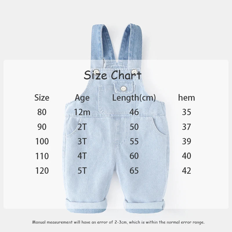 New Summer Kids Denim Overalls Girls Boys Cute Casual Loose Fit Jeans Children Outwear Pants 1-4T Unisex