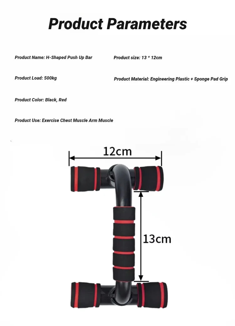 2 stuks antislip push-up H-vormige ondersteuningsstangstandaard voor thuisfitness, handgrepen voor push-upstangen, arm- en borstspiertrainingsbeugels