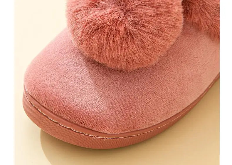 Women's Winter Warm House Fuzzy Slippers Couple Indoor Anti-Skid Plush Lined Bedroom Slides Fluffy Cotton Shoes For Ladies