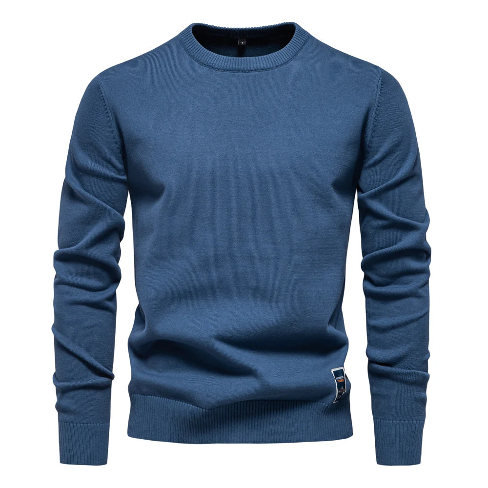 Men's Solid Cotton Crew Neck Knitted Pullover Sweaters Casual Fashion Classic Sweater for Men